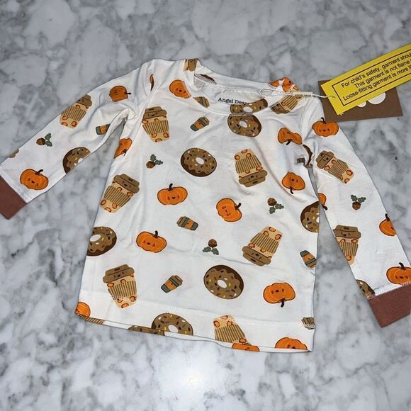 NWT ANGEL DEAR PUMPKIN THANKSGIVING FALL THEME PJ SET 6/12M - Picture 3 of 4